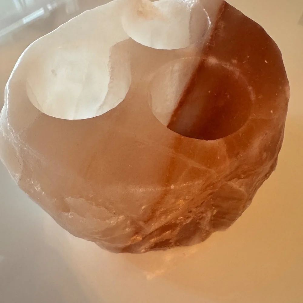 Himalayan salt candle holder (uses 3 tea lights)